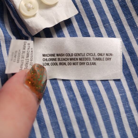 GAP Blue White Striped Linen Blend Oversized Button Down Big Shirt Top Size S - Picture 7 of 9